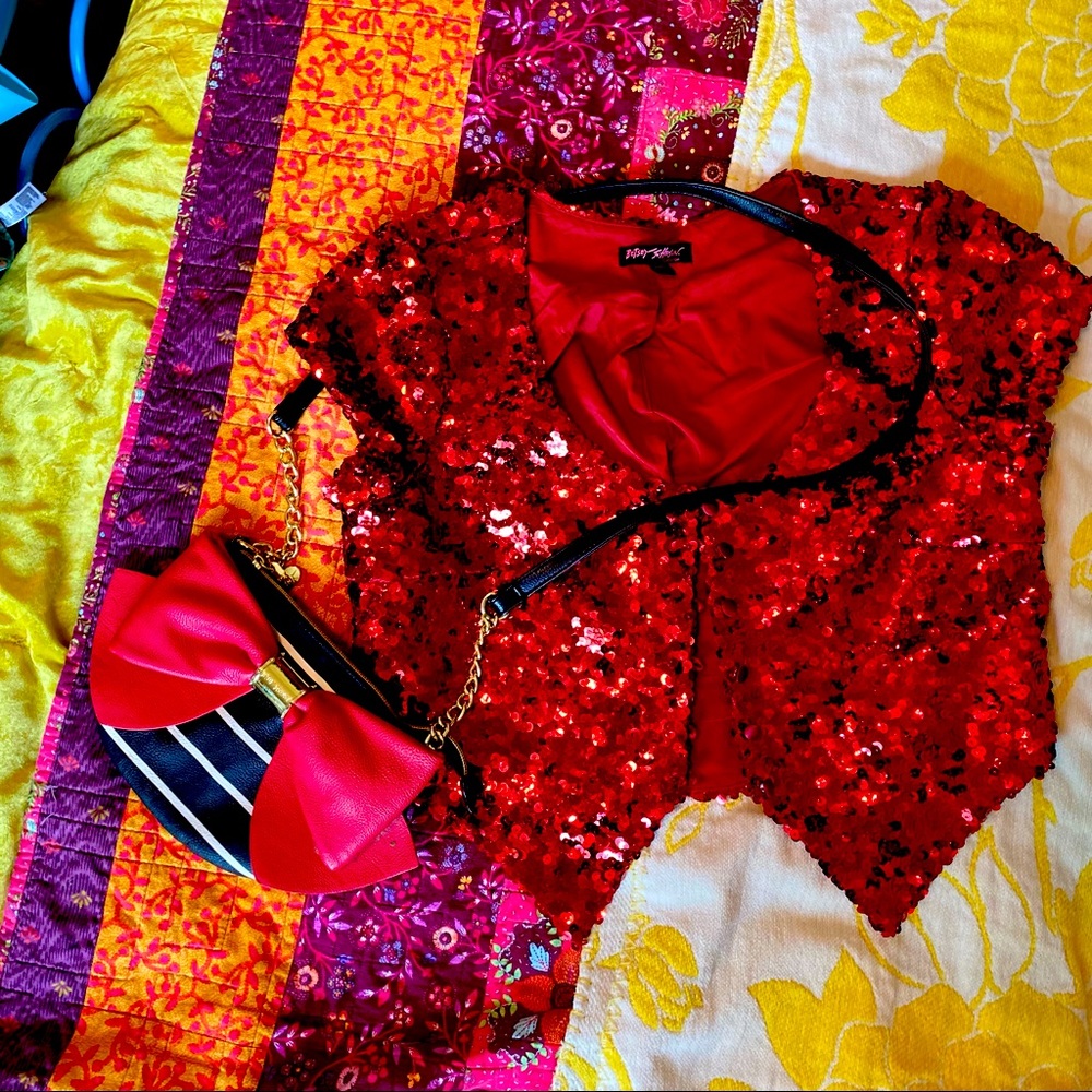 Betsy Johnson Collection Sequin Button Top Sz. Lg
